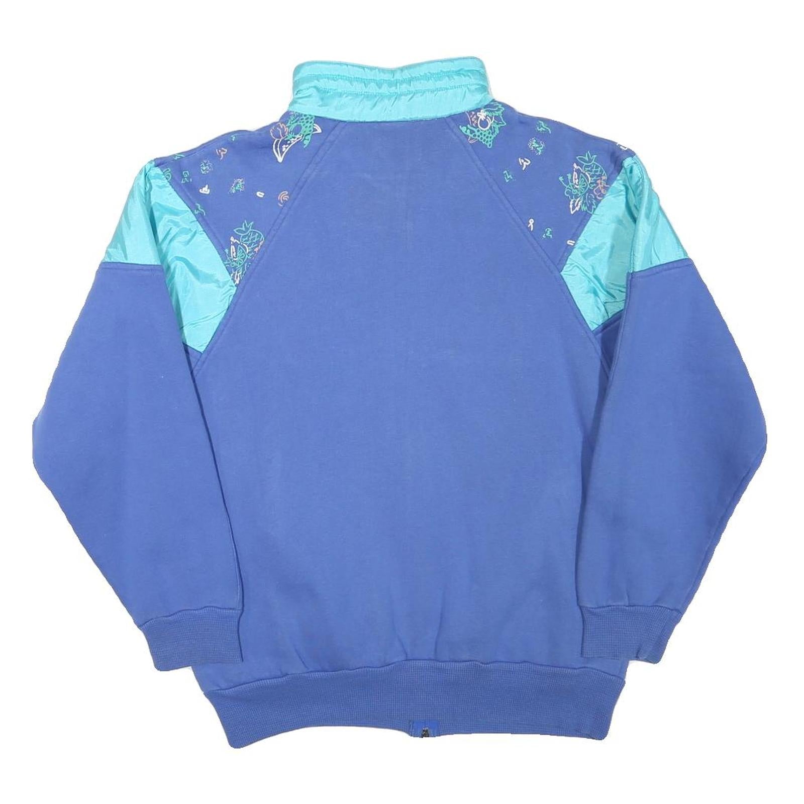 KELLY Womens Blue Aqua Cotton Blend Jacket S Printed Zip Casual Retro 1980s