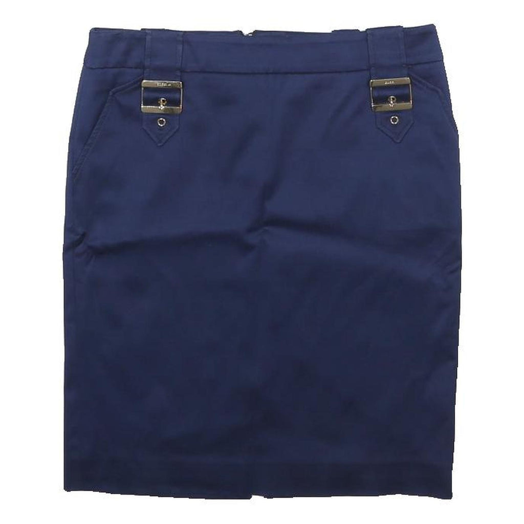 GUCCI Womens Blue Mini Cotton Blend Pencil Skirt Size M Buckle Detail Elegant