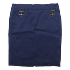 GUCCI Womens Blue Mini Cotton Blend Pencil Skirt Size M Buckle Detail Elegant