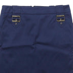 GUCCI Womens Blue Mini Cotton Blend Pencil Skirt Size M Buckle Detail Elegant