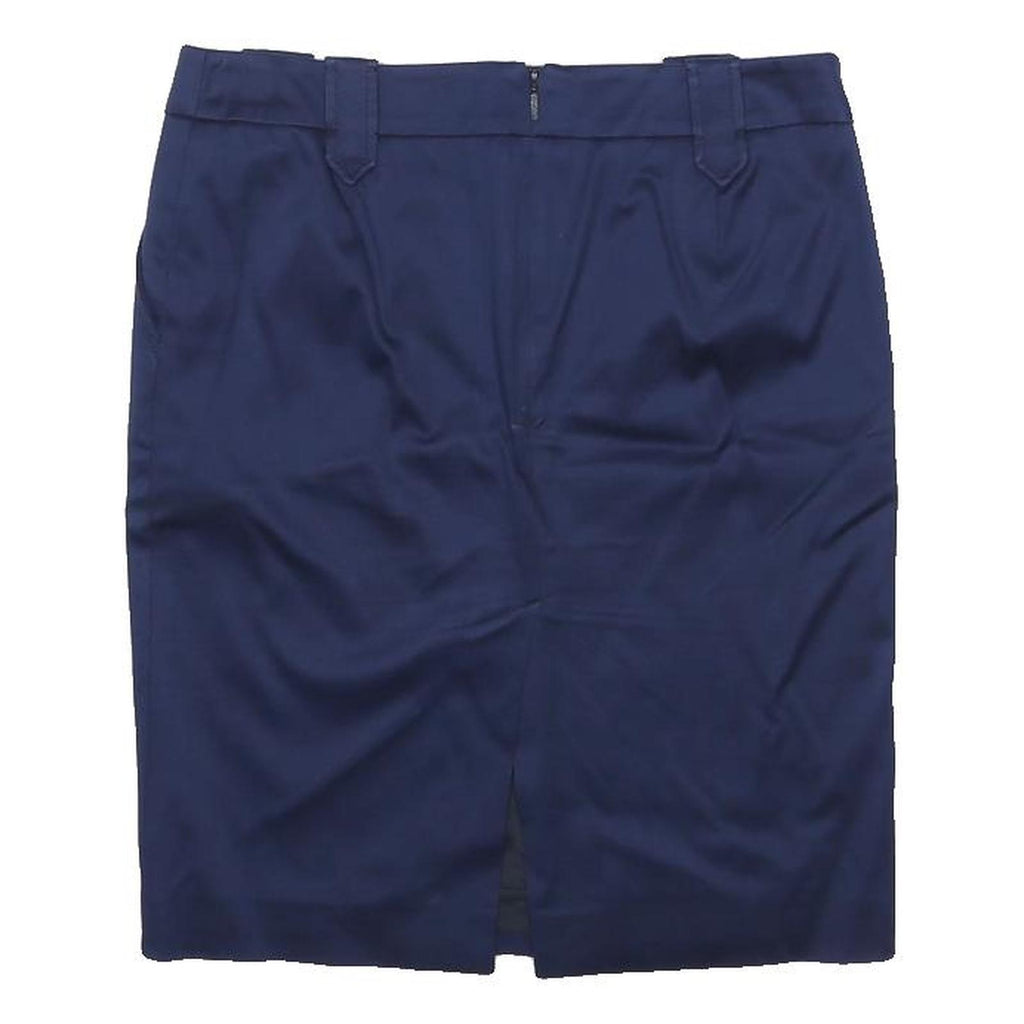 GUCCI Womens Blue Mini Cotton Blend Pencil Skirt Size M Buckle Detail Elegant
