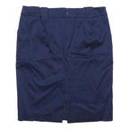 GUCCI Womens Blue Mini Cotton Blend Pencil Skirt Size M Buckle Detail Elegant