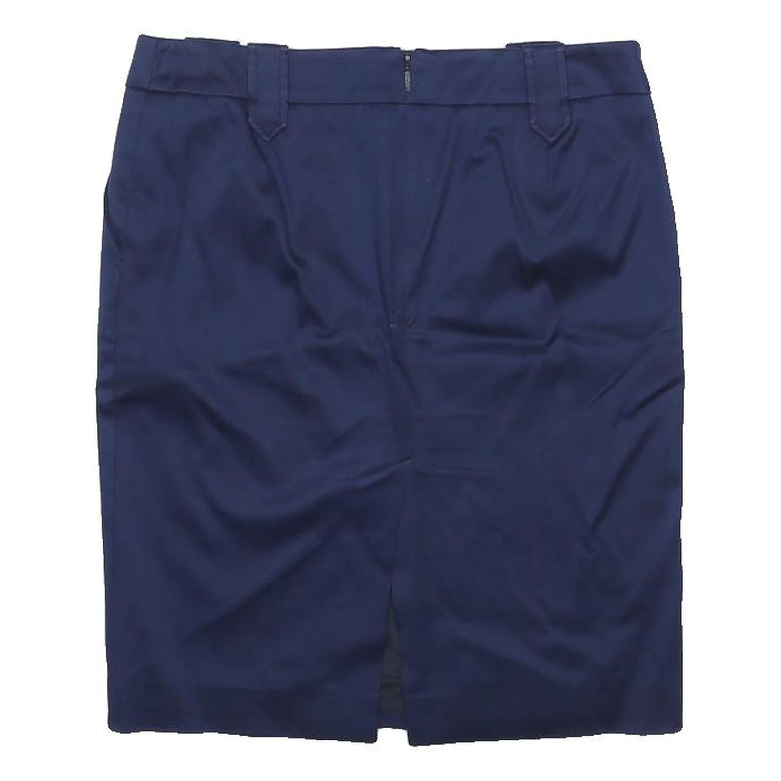 GUCCI Womens Blue Mini Cotton Blend Pencil Skirt Size M Buckle Detail Elegant