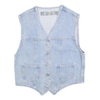 UNDERGROUND Womens Blue Denim Waistcoat M Cotton Blend Button Plain Casual