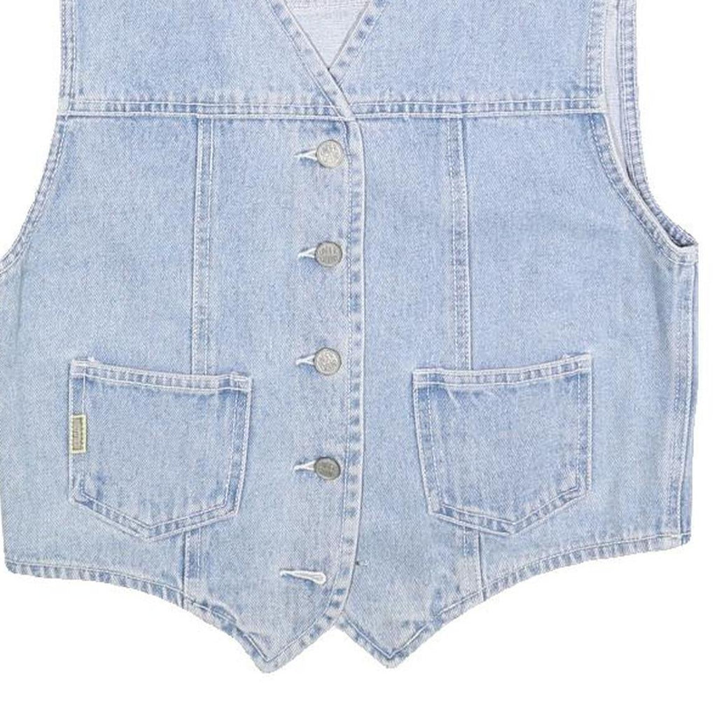 UNDERGROUND Womens Blue Denim Waistcoat M Cotton Blend Button Plain Casual