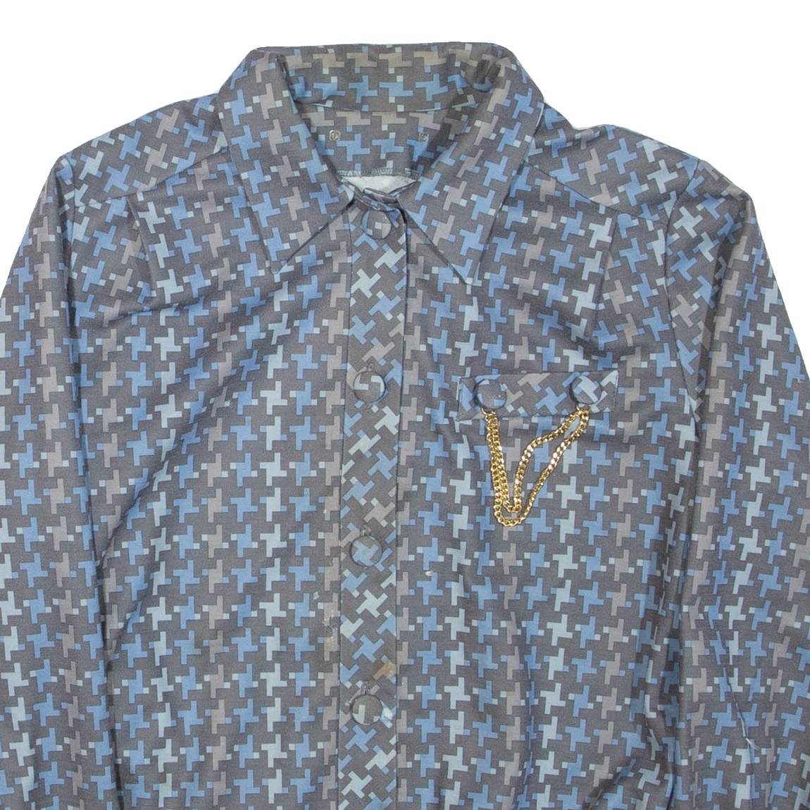 Womens Blazer Jacket Blue Geometric L