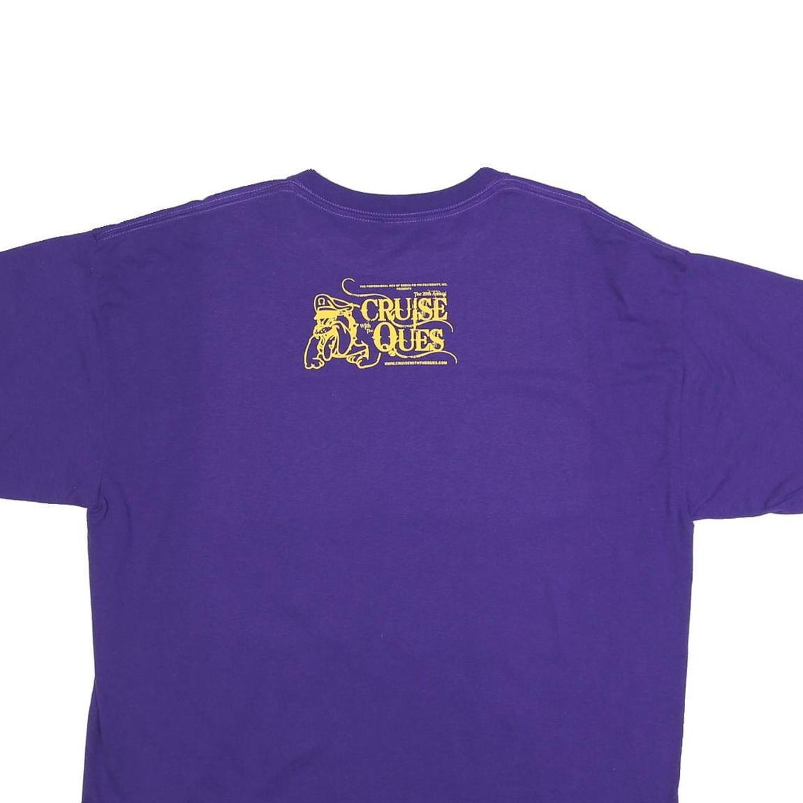 GILDAN Mens Purple & Yellow Cruise Ques Graphic T-Shirt XL Short Sleeve Crew