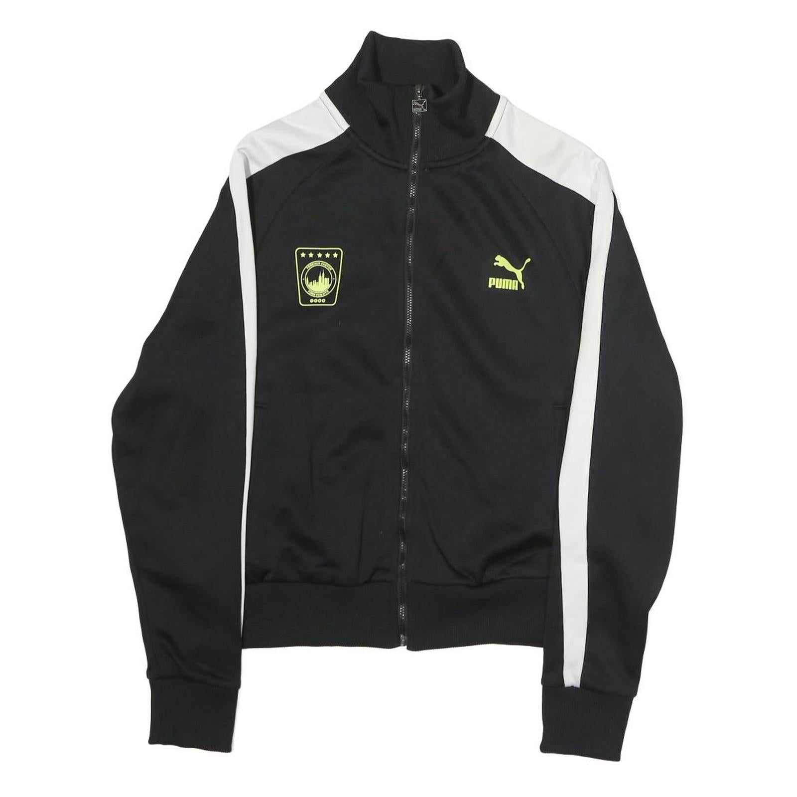 PUMA Mens Black & White Track Jacket M Polyester Zip Sports Casual Style