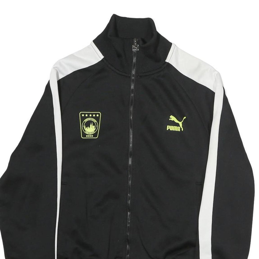 PUMA Mens Black & White Track Jacket M Polyester Zip Sports Casual Style