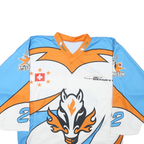 Mens Blue & Orange Graphic T-Shirt 2XL Long Sleeve V-Neck Sport Jersey