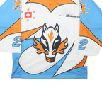 Mens Blue & Orange Graphic T-Shirt 2XL Long Sleeve V-Neck Sport Jersey