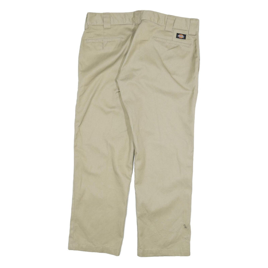 DICKIES Mens Regular Fit Straight Cotton Blend Beige Trousers W36 L30 Workwear