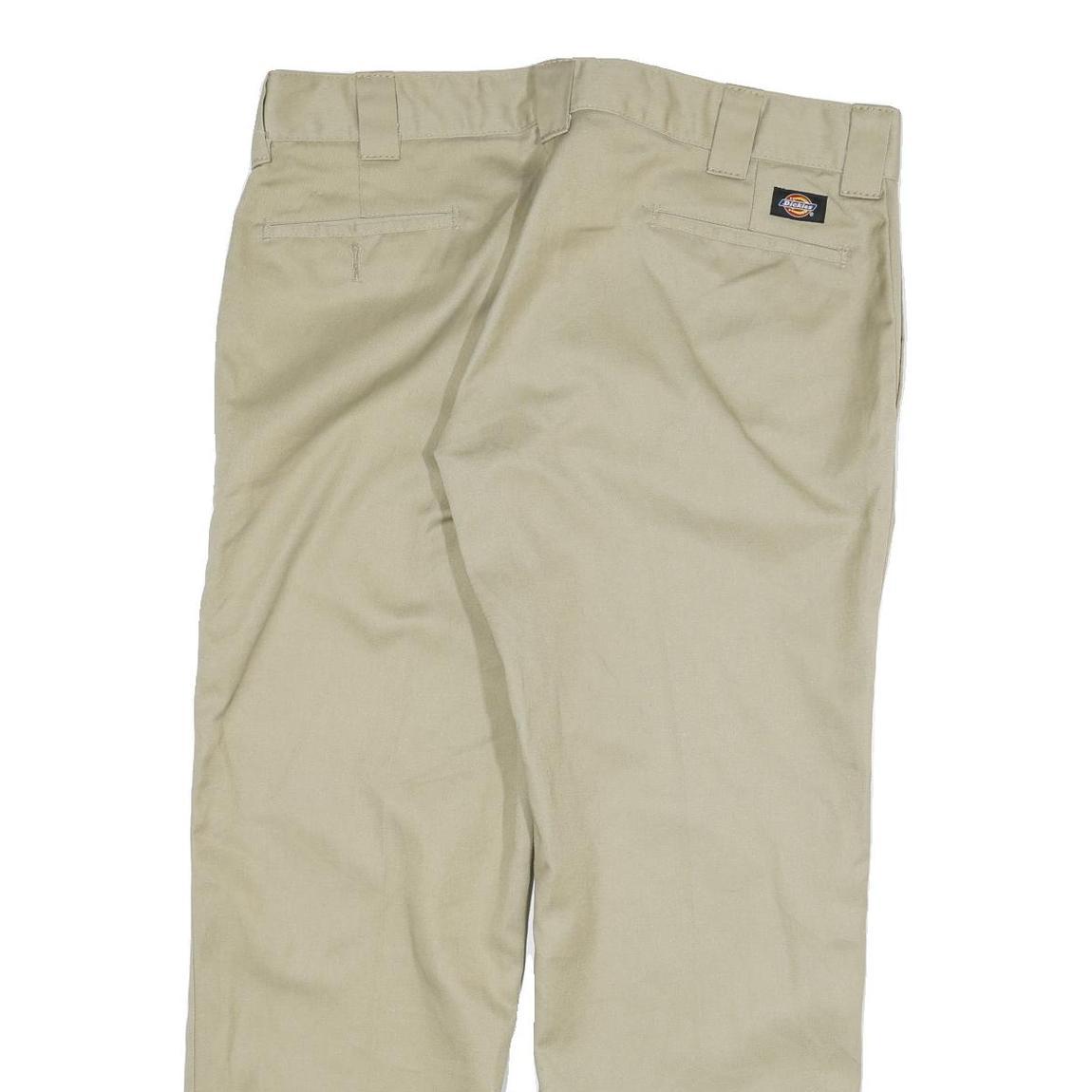 DICKIES Mens Regular Fit Straight Cotton Blend Beige Trousers W36 L30 Workwear