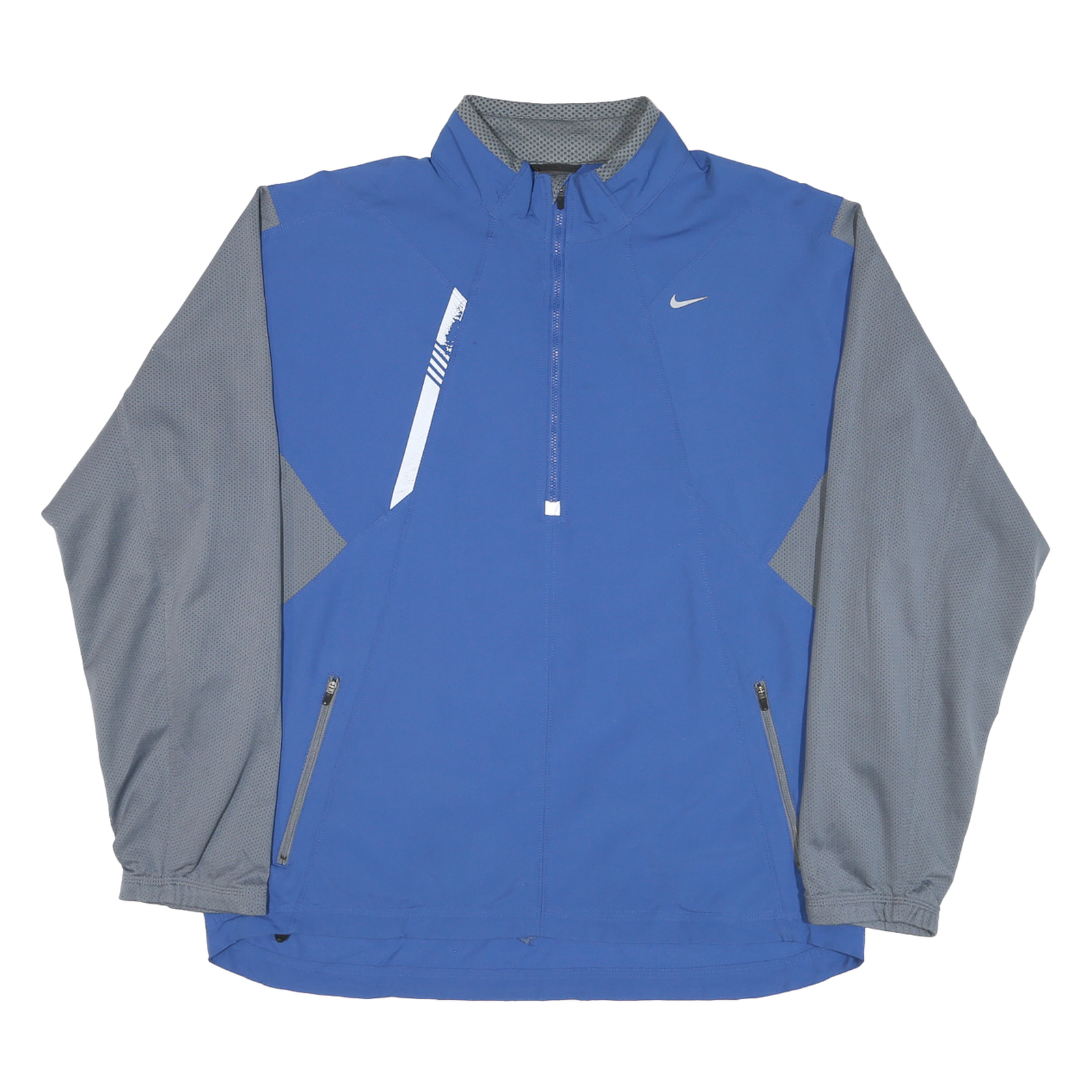 NIKE Mens Blue & Grey Outdoor Jacket XL Polyester Blend Mesh Colourblock Relaxed