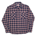 WRANGLER Mens Blue & Red Plaid Shirt L Long Sleeve Cotton Blend Casual