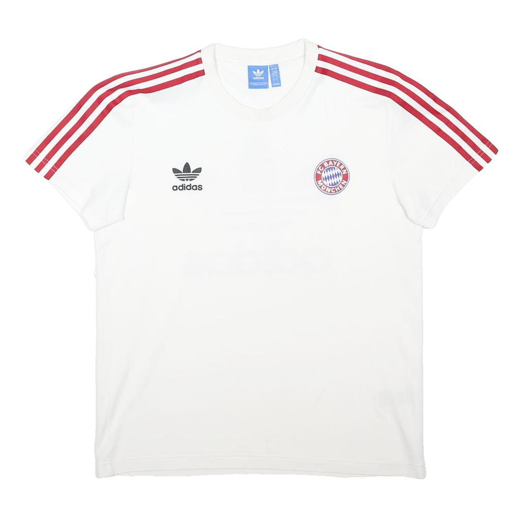 ADIDAS ORIGINALS Mens White & Red FC Bayern Munchen Graphic T-Shirt L Short