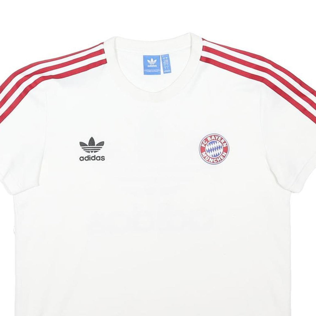 ADIDAS ORIGINALS Mens White & Red FC Bayern Munchen Graphic T-Shirt L Short