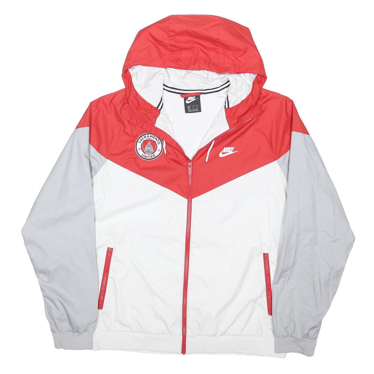 ADIDAS Mens Red & Grey Varsity Jacket XL Polyester Blend Zip Sports Casual