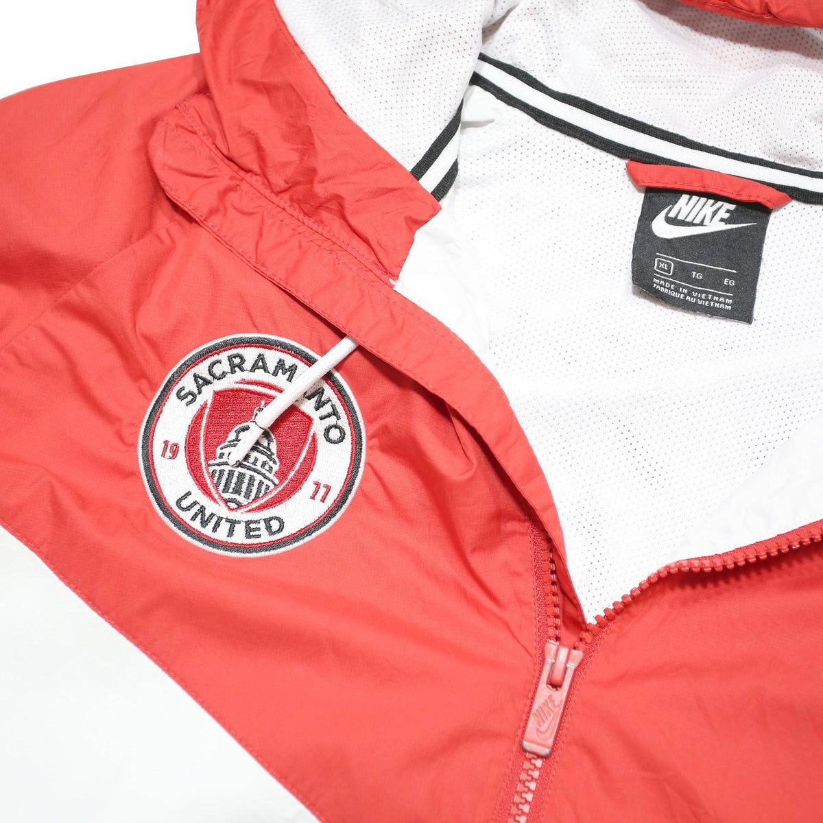 ADIDAS Mens Red & Grey Varsity Jacket XL Polyester Blend Zip Sports Casual