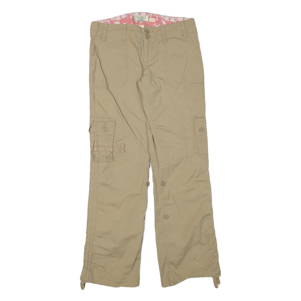 OLD NAVY Womens Regular Beige Cargo Trousers W31 L31 Cotton Blend Zip Pockets