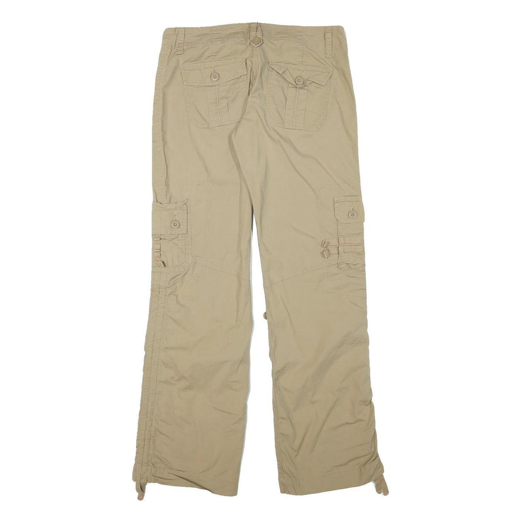 OLD NAVY Womens Regular Beige Cargo Trousers W31 L31 Cotton Blend Zip Pockets