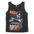 Mens Black Cotton Blend Graphic Vest M Sleeveless Round Neck Matala Crete