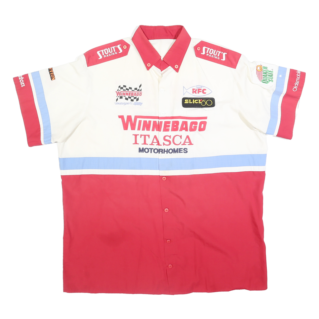 FAST TRACK Mens White & Red Winnebago Itasca Motorhomes Racing Shirt M Cotton