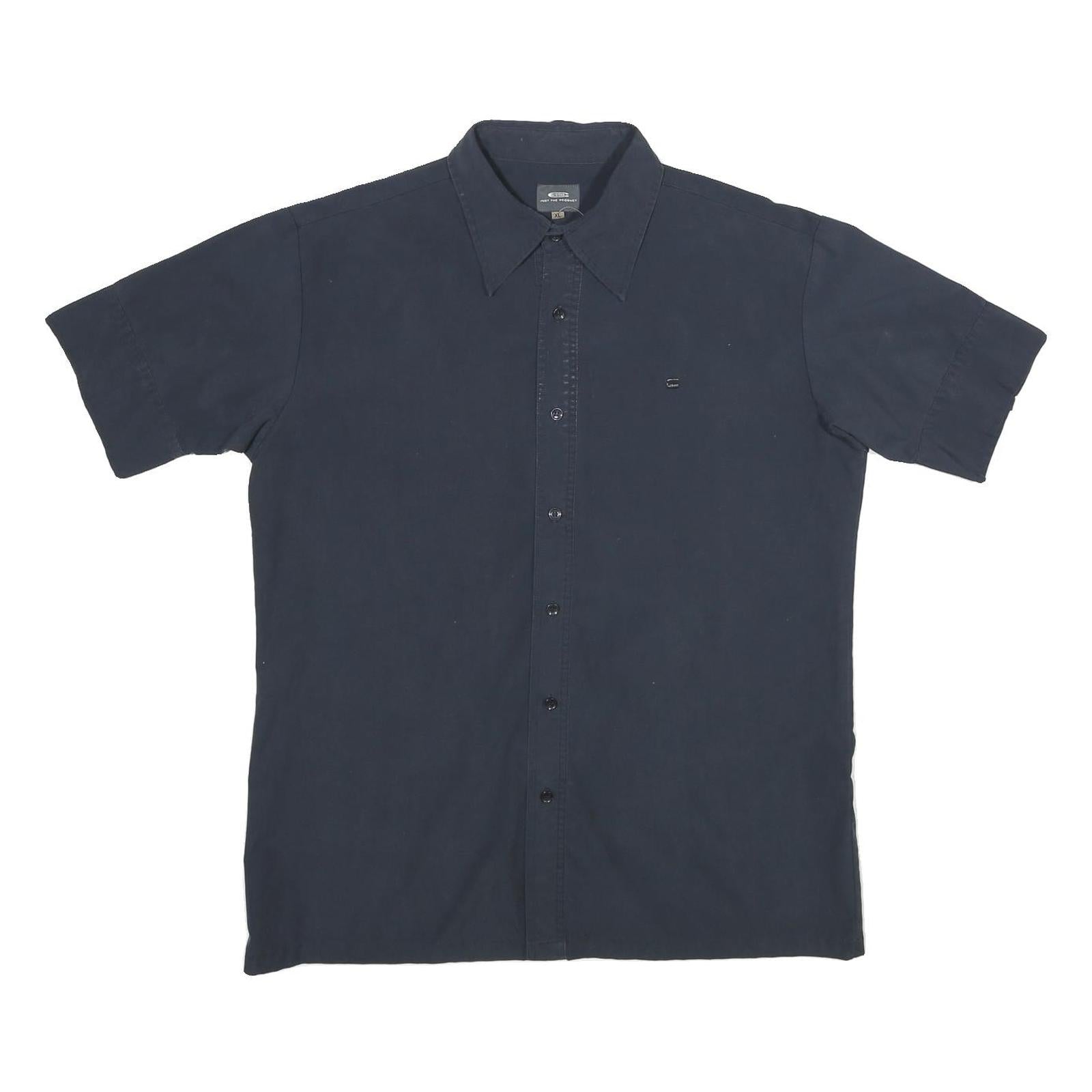 G-STAR Mens Black Plain Shirt XL Cotton Short Sleeve Casual Button Shirt