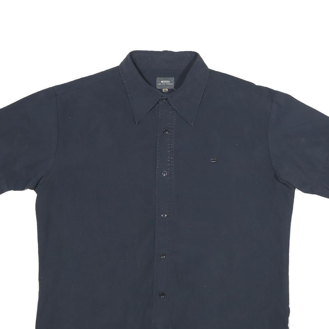 G-STAR Mens Black Plain Shirt XL Cotton Short Sleeve Casual Button Shirt