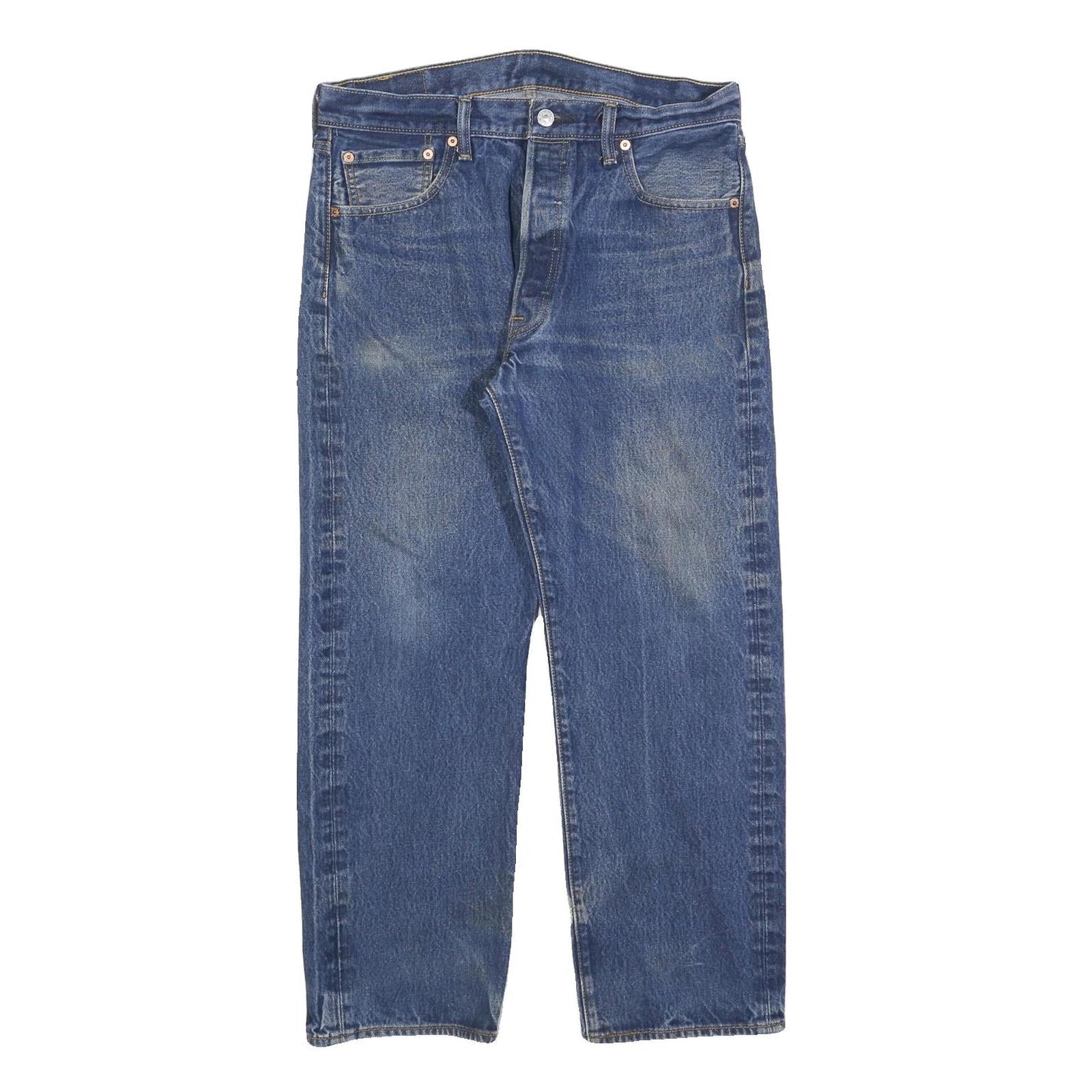 LEVI'S 501 Mens Jeans Blue Regular Straight Denim Medium W35 L27 Classic Button