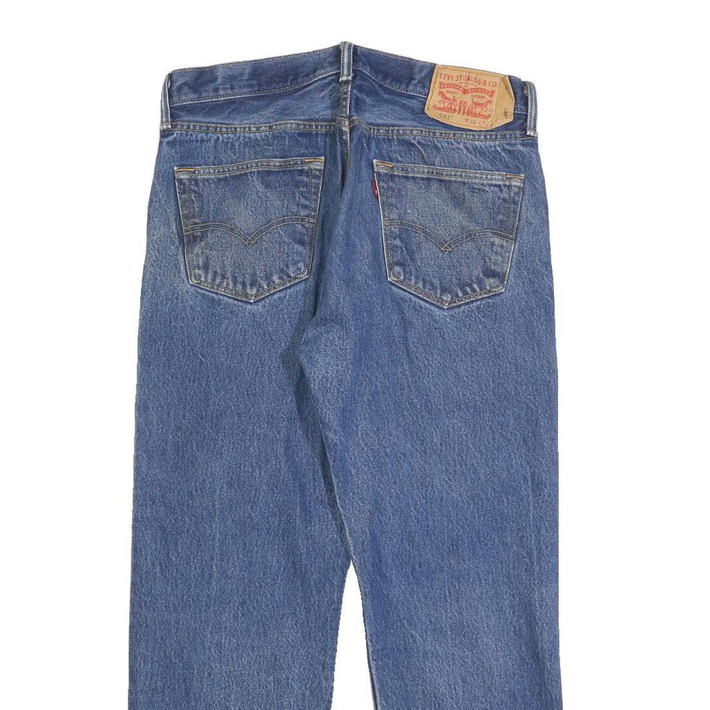LEVI'S 501 Mens Jeans Blue Regular Straight Denim Medium W35 L27 Classic Button