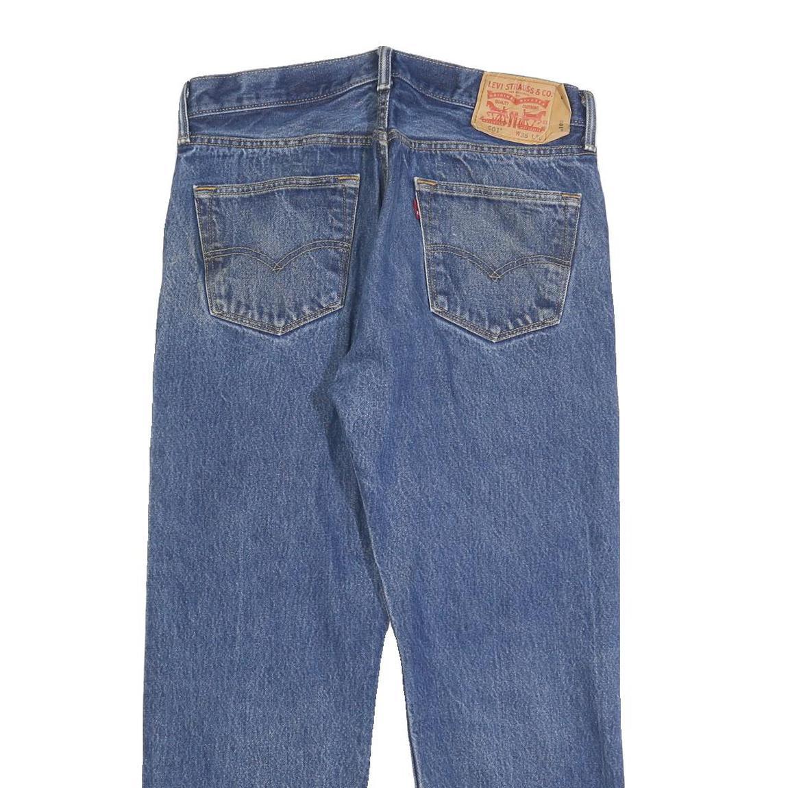 LEVI'S 501 Mens Jeans Blue Regular Straight Denim Medium W35 L27 Classic Button