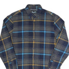 TOMMY HILFIGER Mens Blue & Grey Checked Flannel Shirt S Button Down Long Sleeve