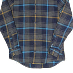 TOMMY HILFIGER Mens Blue & Grey Checked Flannel Shirt S Button Down Long Sleeve