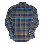 TOMMY HILFIGER Mens Blue & Grey Checked Flannel Shirt S Button Down Long Sleeve