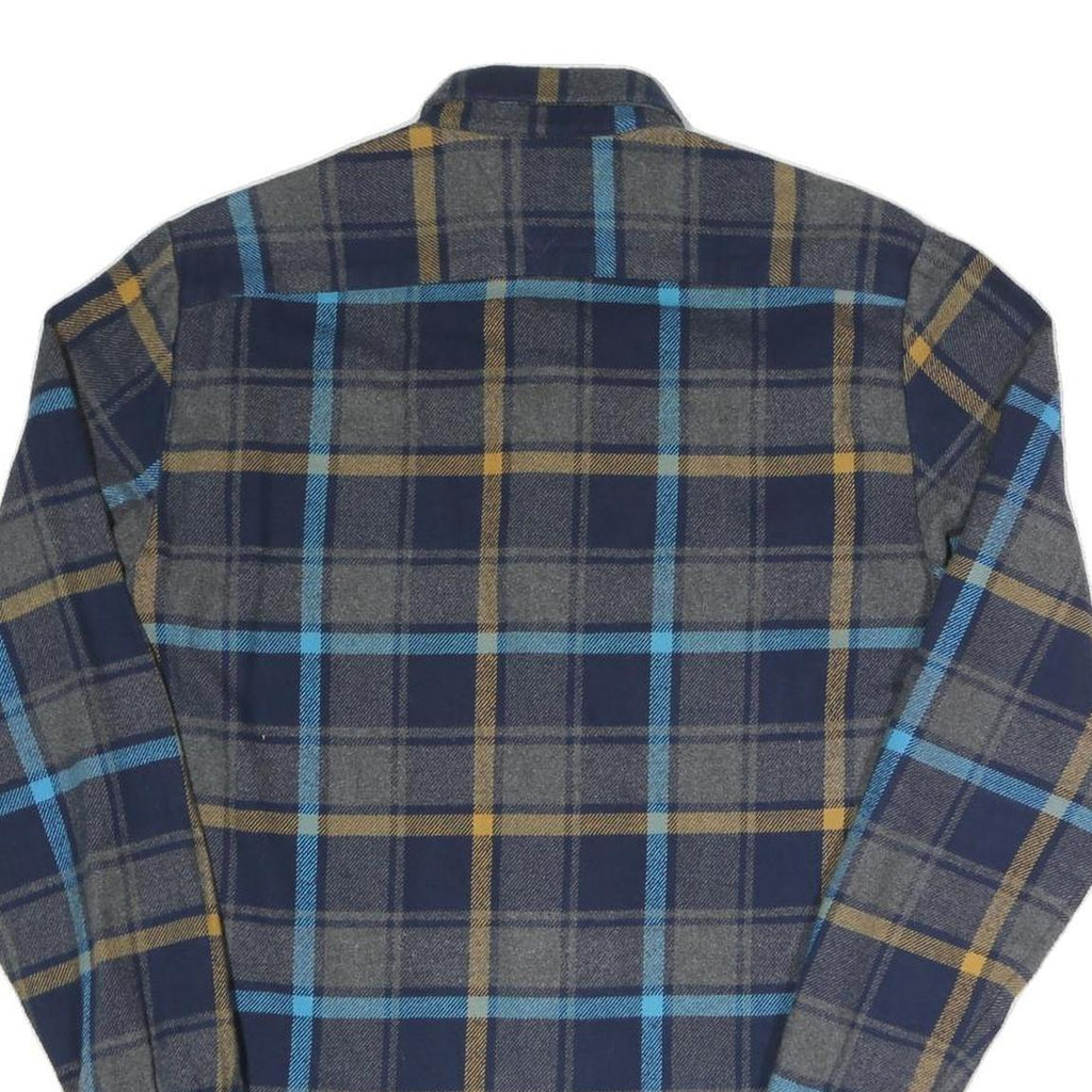 TOMMY HILFIGER Mens Blue & Grey Checked Flannel Shirt S Button Down Long Sleeve