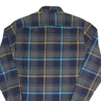 TOMMY HILFIGER Mens Blue & Grey Checked Flannel Shirt S Button Down Long Sleeve