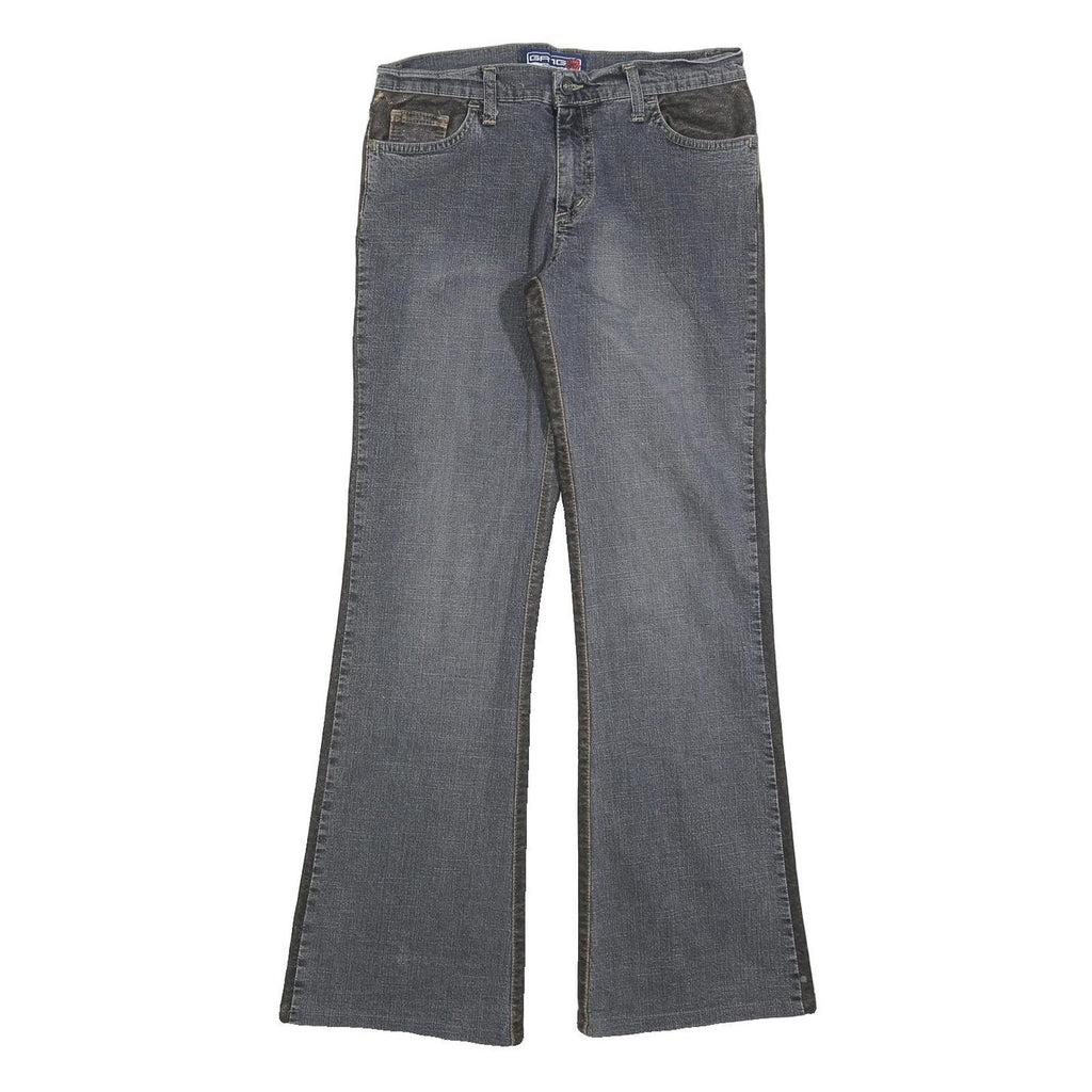 GANG Womens Grey & Black Regular Fit Flared Denim Rinse W29 L30 Stretch Zip