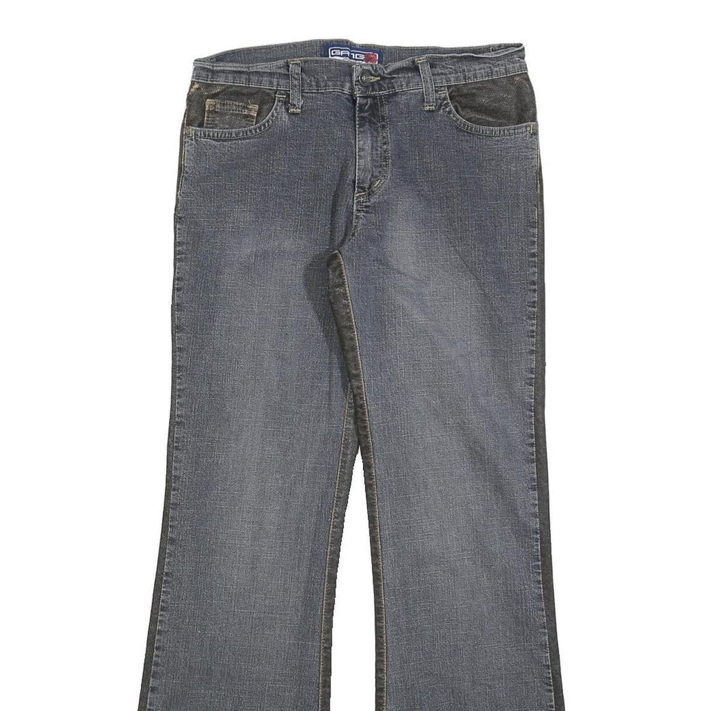 GANG Womens Grey & Black Regular Fit Flared Denim Rinse W29 L30 Stretch Zip