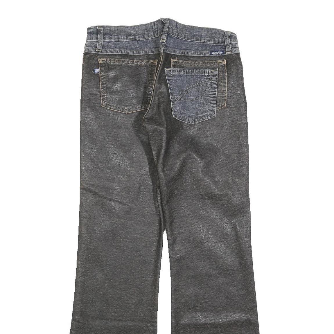 GANG Womens Grey & Black Regular Fit Flared Denim Rinse W29 L30 Stretch Zip