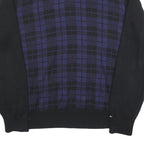 TOMMY HILFIGER Mens Black & Blue Patterned V-Neck Jumper Cable Knit XL Cotton