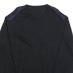 TOMMY HILFIGER Mens Black & Blue Patterned V-Neck Jumper Cable Knit XL Cotton