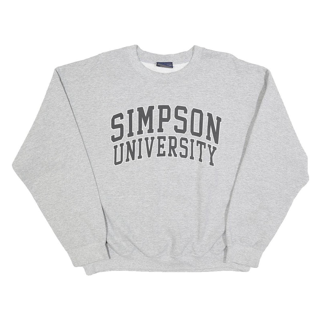 MV SPORT Womens Grey Simpson University Crew Neck L Sweatshirt Cotton Blend
