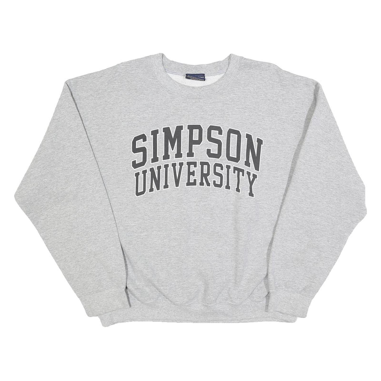 MV SPORT Womens Grey Simpson University Crew Neck L Sweatshirt Cotton Blend