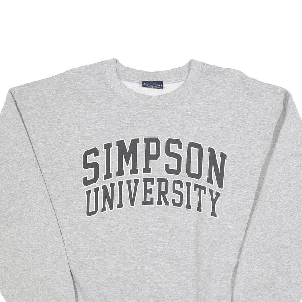 MV SPORT Womens Grey Simpson University Crew Neck L Sweatshirt Cotton Blend