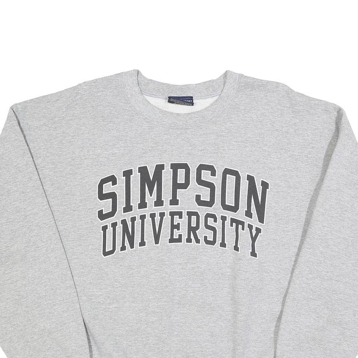 MV SPORT Womens Grey Simpson University Crew Neck L Sweatshirt Cotton Blend