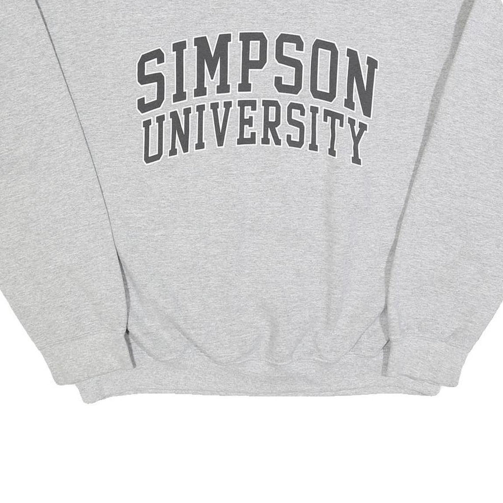 MV SPORT Womens Grey Simpson University Crew Neck L Sweatshirt Cotton Blend