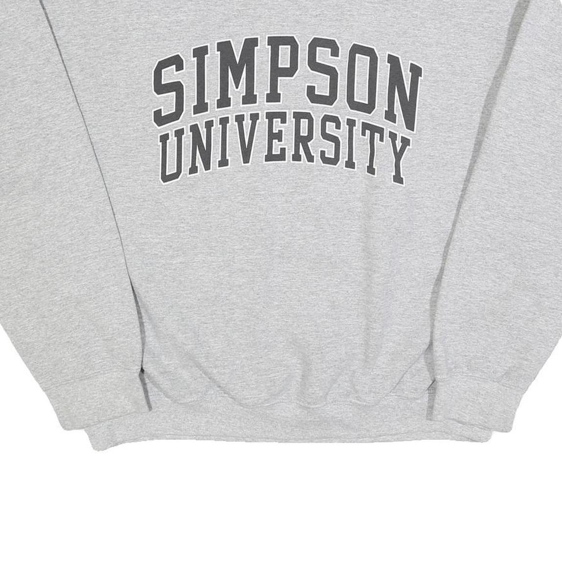 MV SPORT Womens Grey Simpson University Crew Neck L Sweatshirt Cotton Blend