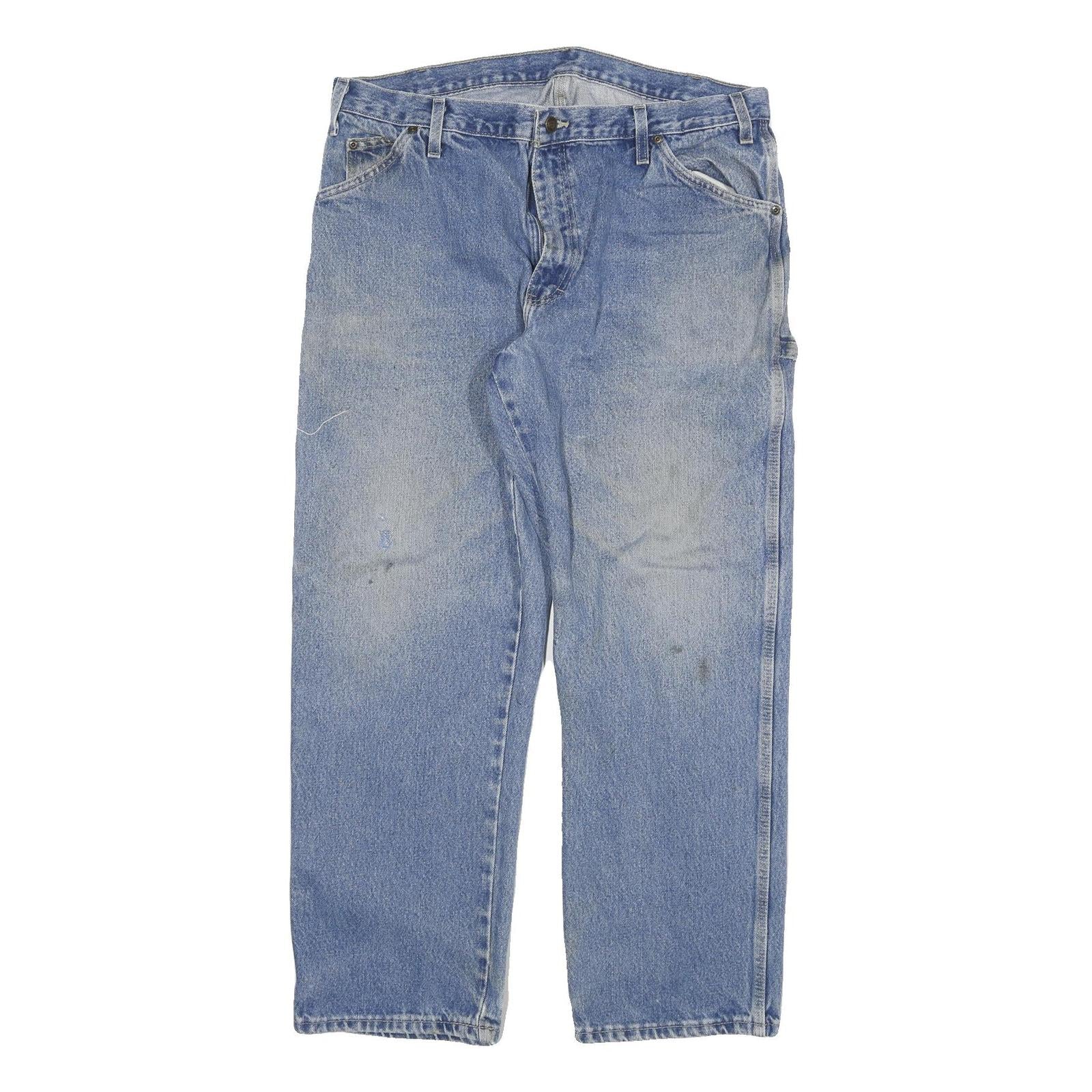 DICKIES Mens Relaxed Blue Denim Jeans W36 L29 Workwear Zip Closure