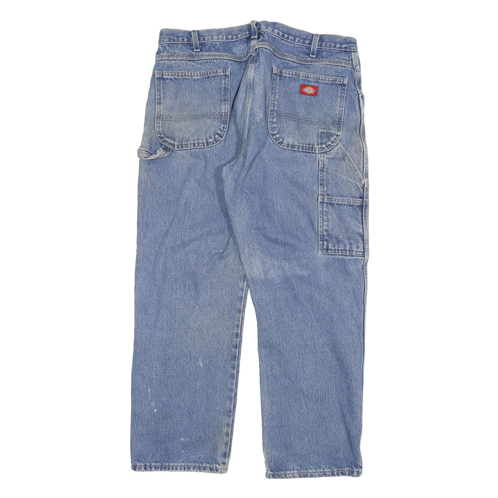 DICKIES Mens Relaxed Blue Denim Jeans W36 L29 Workwear Zip Closure